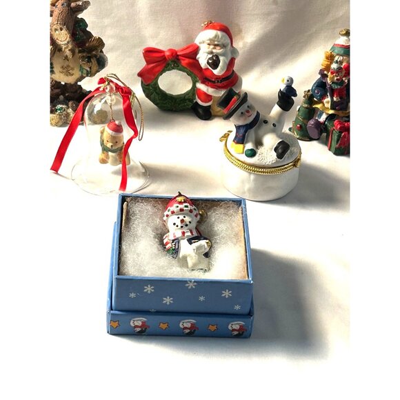 Multiple Other - 6 Christmas Figurines Ornaments Snowman Santa Moose Clown Holiday Decor Lot